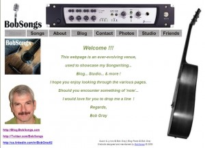 Screen Capture of the www.BobSongs.com homepage